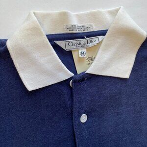 Christian Dior Vintage Terry Cloth Shirt Sz M Blue